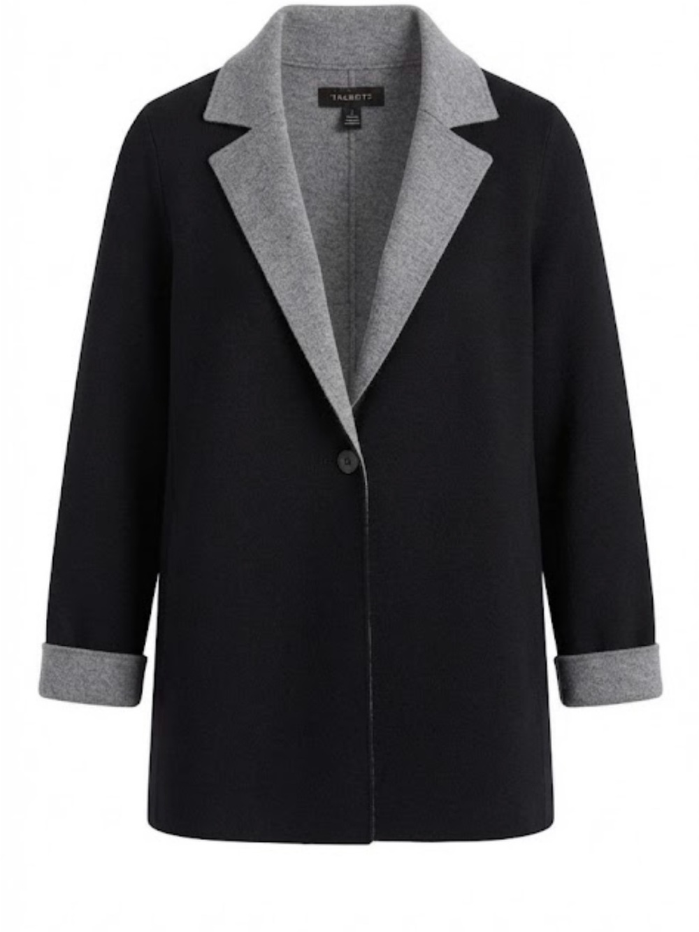 Talbots Wool Blend Colorblock Blazer Coat Jacket Grey Black Size 8 NWOT